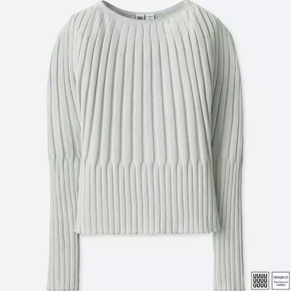 Uniqlo U 3D Ribbed Balloon Sweater Light Gray